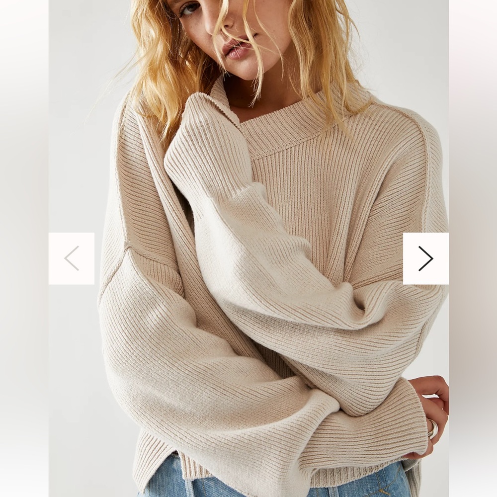 Free People Easy Street Crop Pullover size M color Pearl